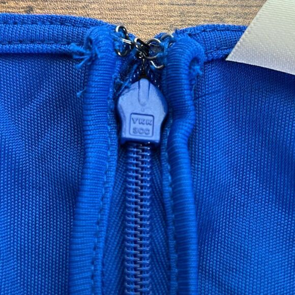 Farm Rio 🌴🦜🌺 Vivid Bright Blue Long Sleeve, High-Neck Bodysuit, Size XXS. NWT - Picture 8 of 16